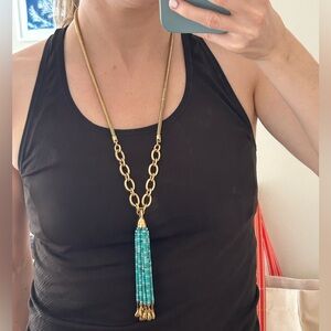 Diane von Furstenberg turquoise tassel necklace